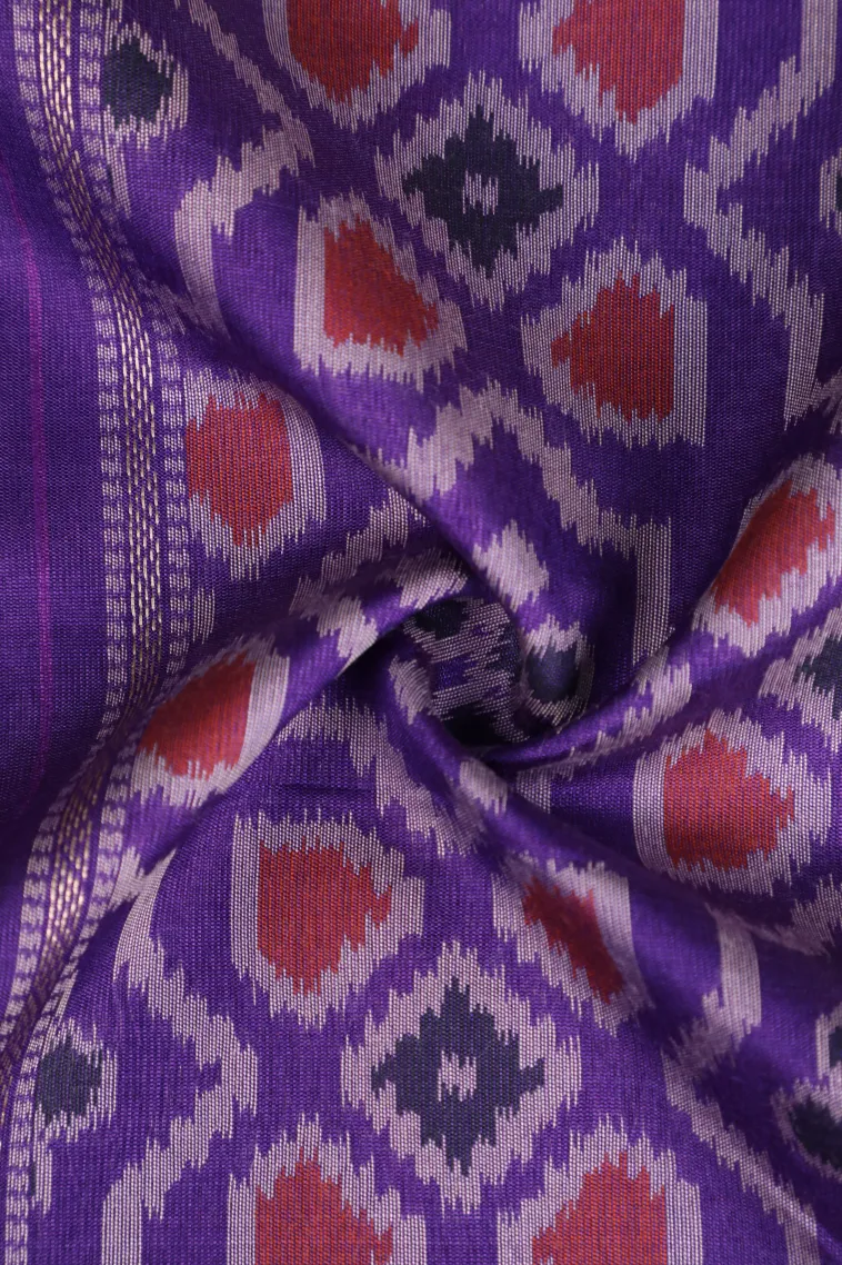 Viola Purple Tussar Saree with Gold Zari Straipes And Puttas view 4