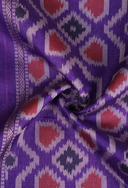 Viola Purple Tussar Saree with Gold Zari Straipes And Puttas