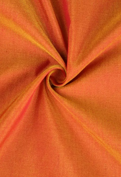 Ginger Orange Silk Cotton Sarees with Copper Zari Flower Mottif