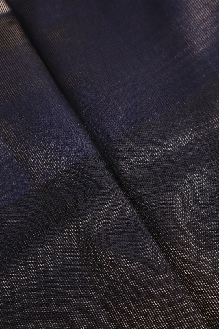 Denim Blue Soft Silk Sarees with Gold Zari Straipes And Puttas view 3