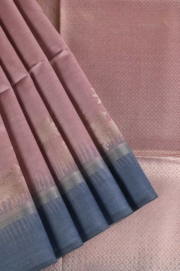 Lemonade Pink Tussar Saree with Gold Zari Animal Mottif