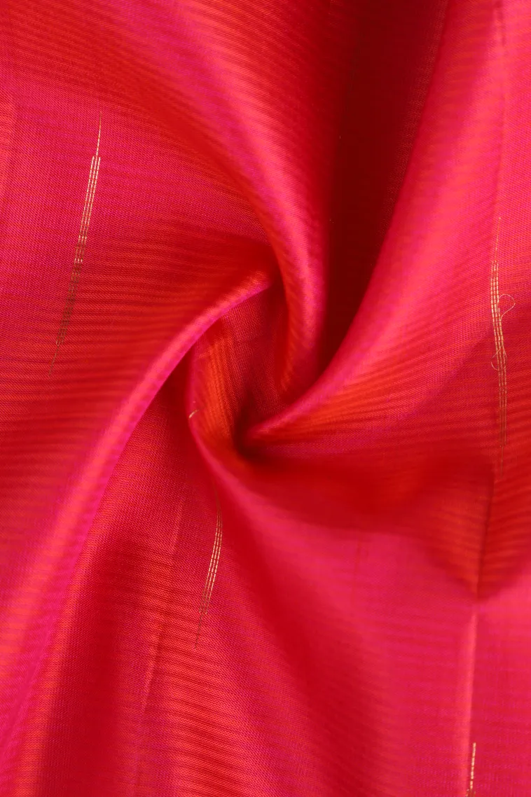 Punch Pink Soft Silk Saree with Gold Zari Vaira Oosi view 4