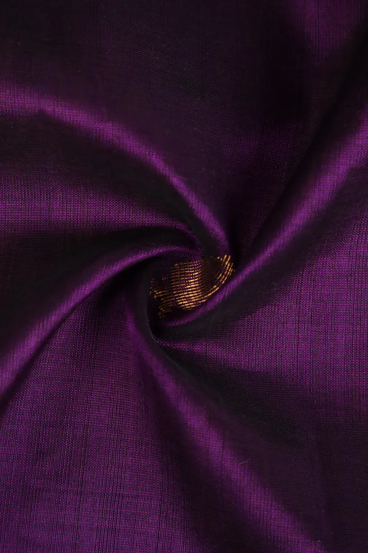 Viola Purple Silk Cotton with Gold Zari Buttis (small Dots Or Motifs) view 4