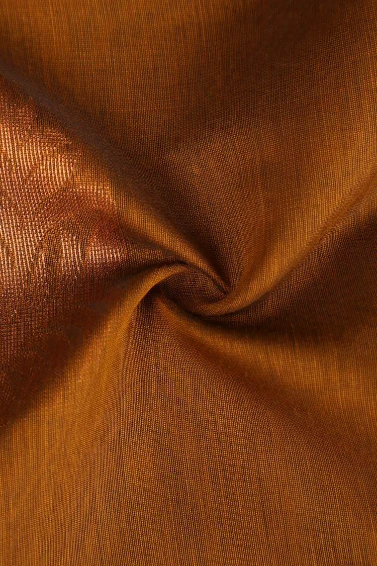 Tawny Brown Silk Cotton with Gold Zari Mango Puttas view 4