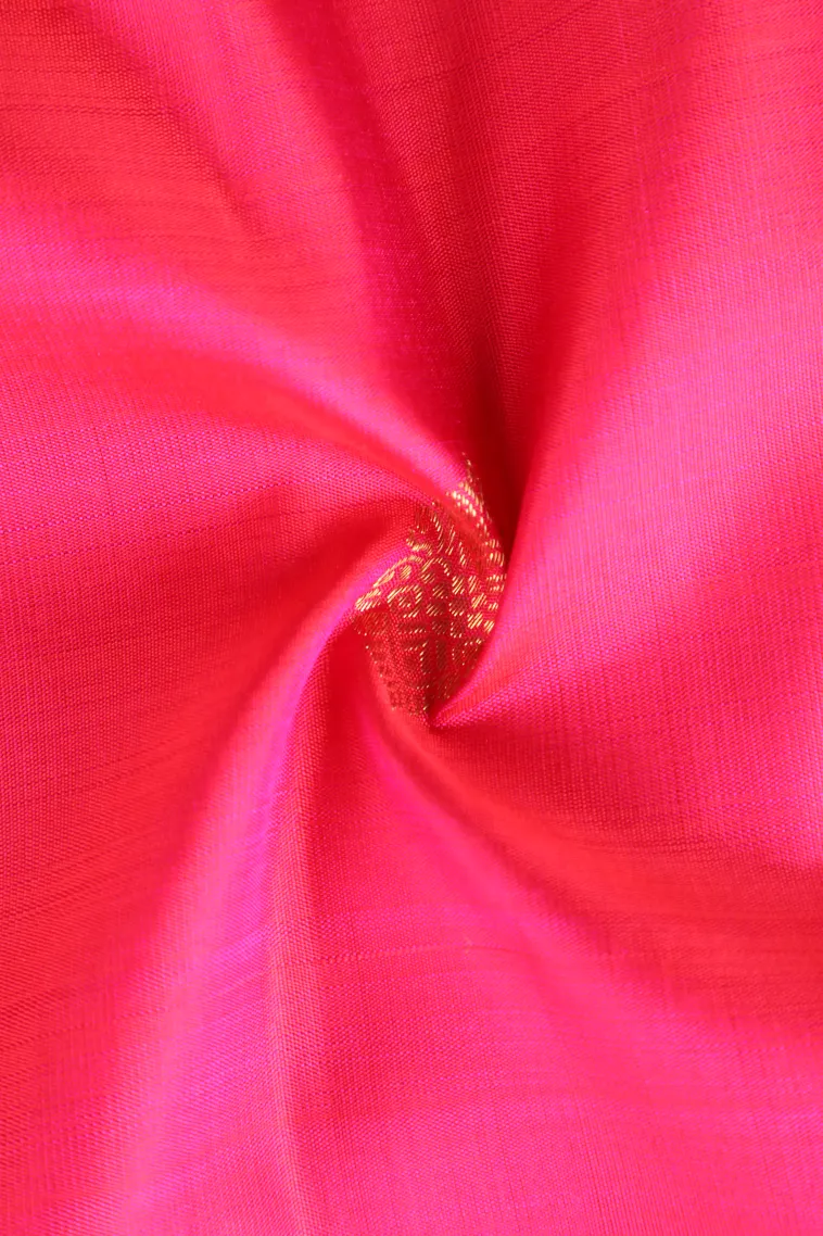 Punch Pink Kanchipuram Silk Sarees with Gold Zari Buttis (small Dots Or Motifs) view 4