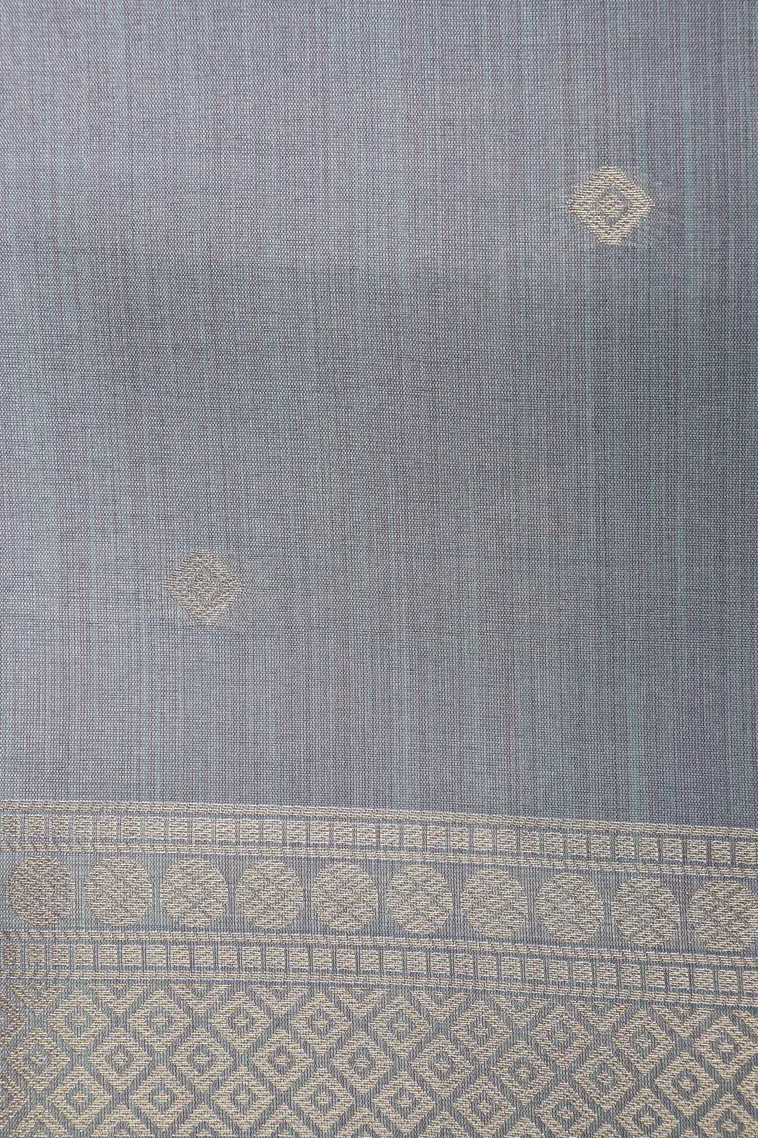 Mauve Purple Tussar Saree with Silver Zari Animal Mottif view 3