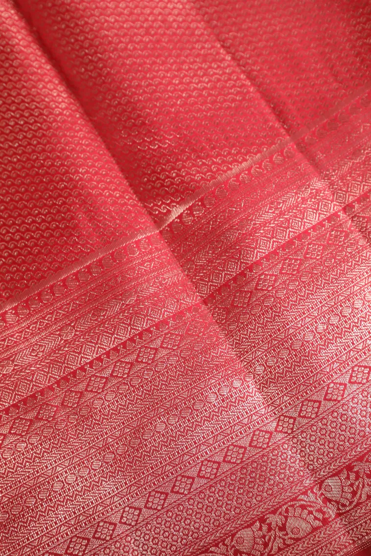 Chiffon White Kanchipuram Silk Sarees with Gold Zari Floral Patterns view 3