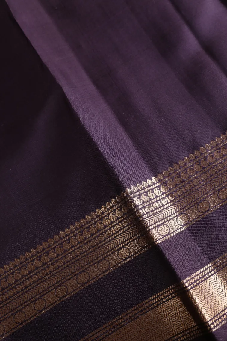 Wine Purple Soft Silk Saree with Gold Zari Buttis (small Dots Or Motifs) view 3