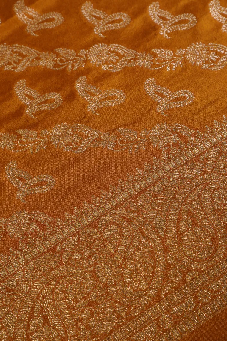 Shortbread Yellow Tissue Banaras with Gold Zari Buttis (small Dots Or Motifs) view 3
