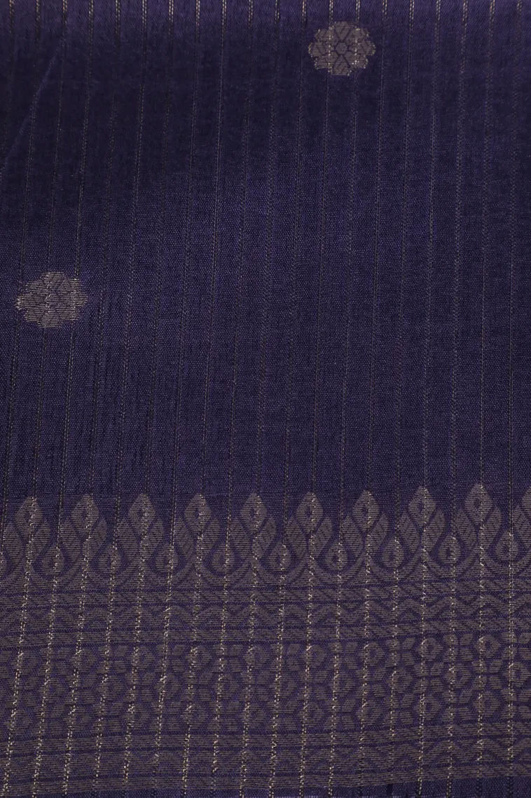 Cotton White Tussar Saree with Gold And Silver Zari Geometric Shapes view 3