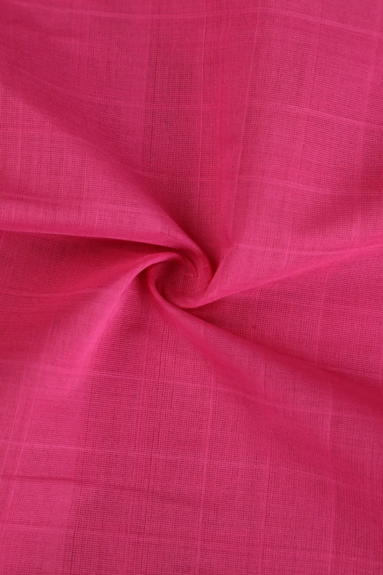Bubblegum Pink Pure Handloom Kovai Cotton with Gold Zari Checks view 4