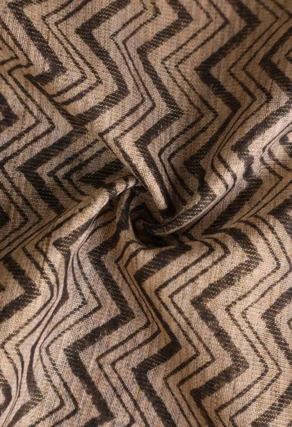 Tortilla Brown Tissue Silk Sarees with Gold Zari Zig Zag Pattern