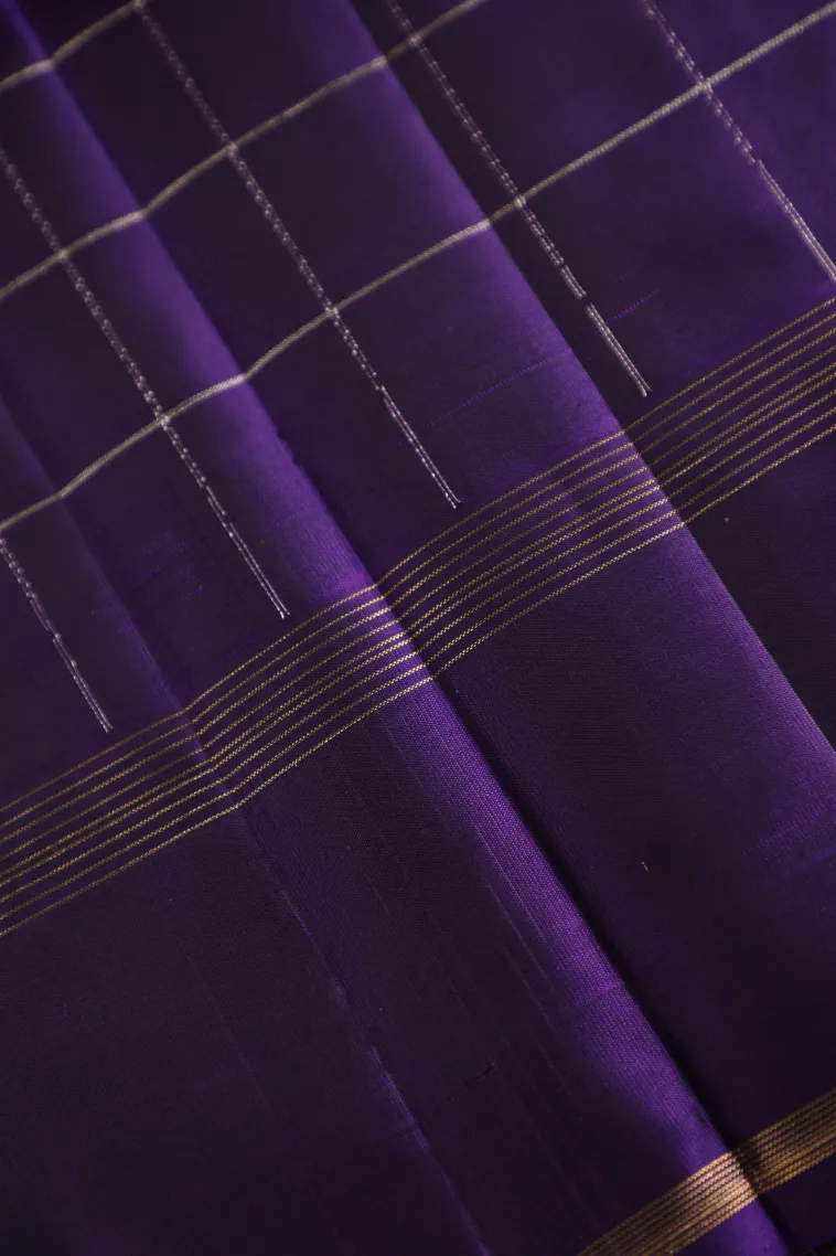 Blush Pink Soft Silk Saree with Gold And Silver Zari Checks view 3