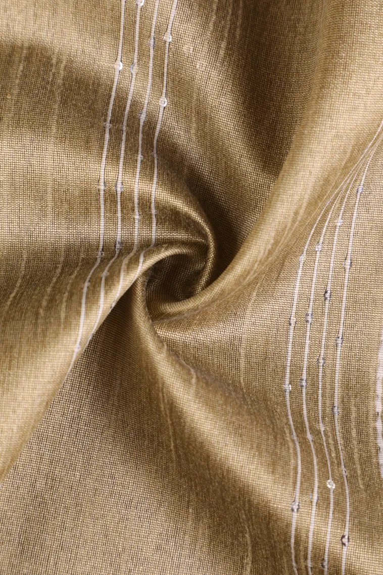 Vanilla Custard Yellow Jute Sarees with Thread Zari Stripes view 4
