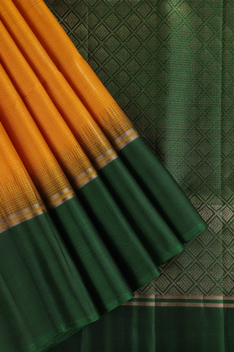 Lemon Yellow Soft Silk Saree with Gold Zari Vaira Oosi view 1