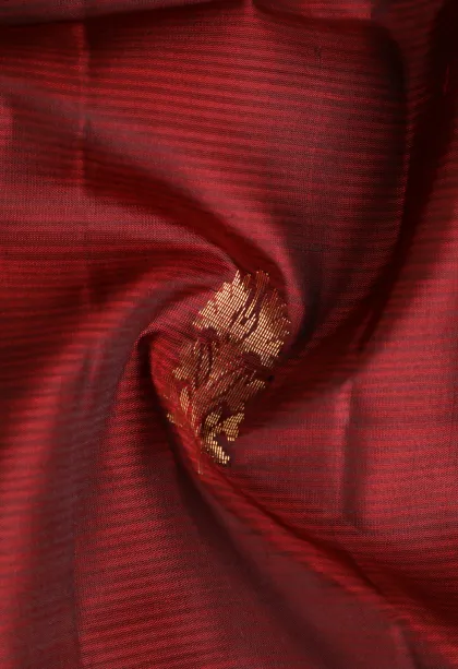 Currant Red Soft Silk Saree with Gold And Silver Zari Floral Puttas