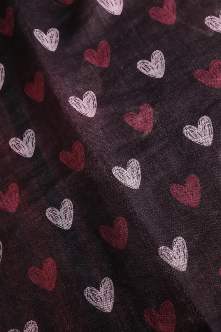 Wine Purple Linen Saree Without Zari With Floral Patterns view 3
