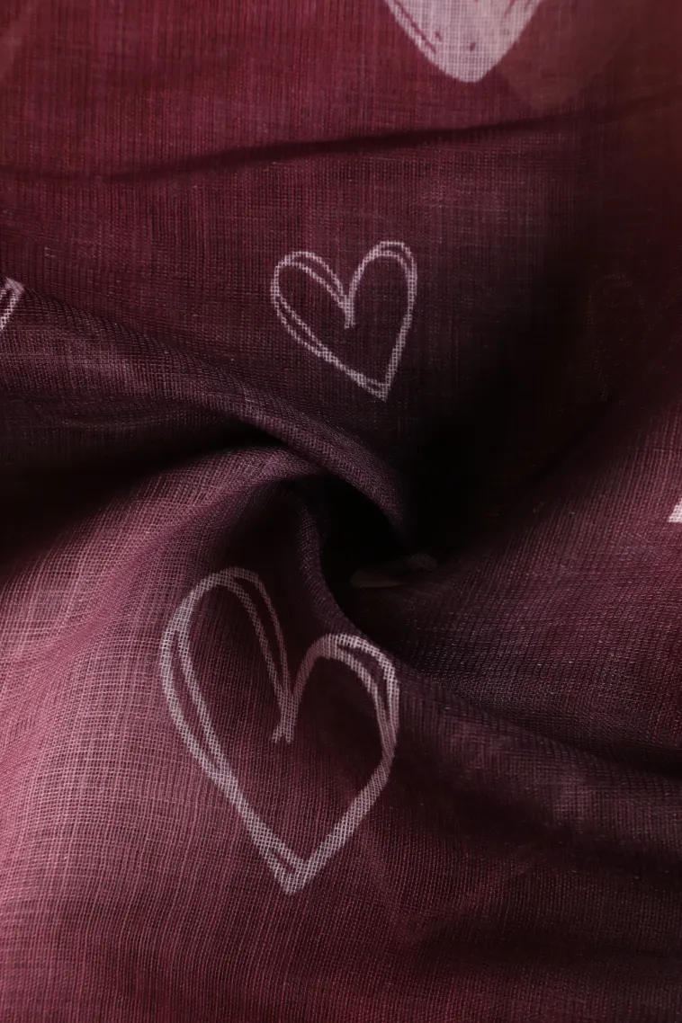 Wine Purple Linen Saree Without Zari With Floral Patterns view 4