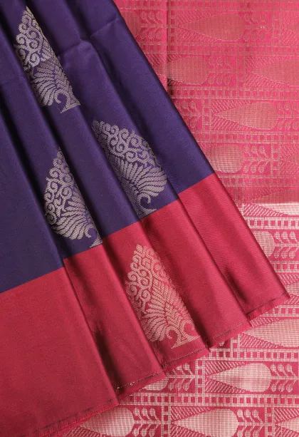 Viola Purple Soft Silk Saree with Gold Zari Tree Mottif