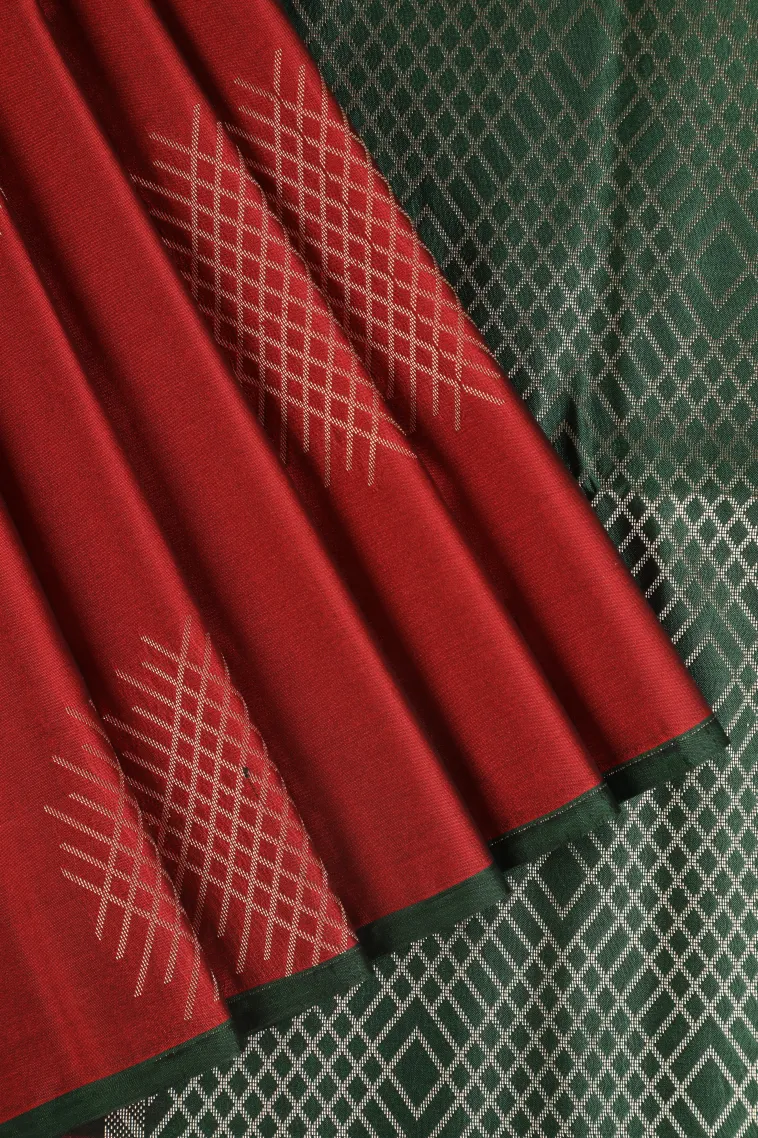 Candy Red Soft Silk Saree with Gold Zari Jamandery Pattern