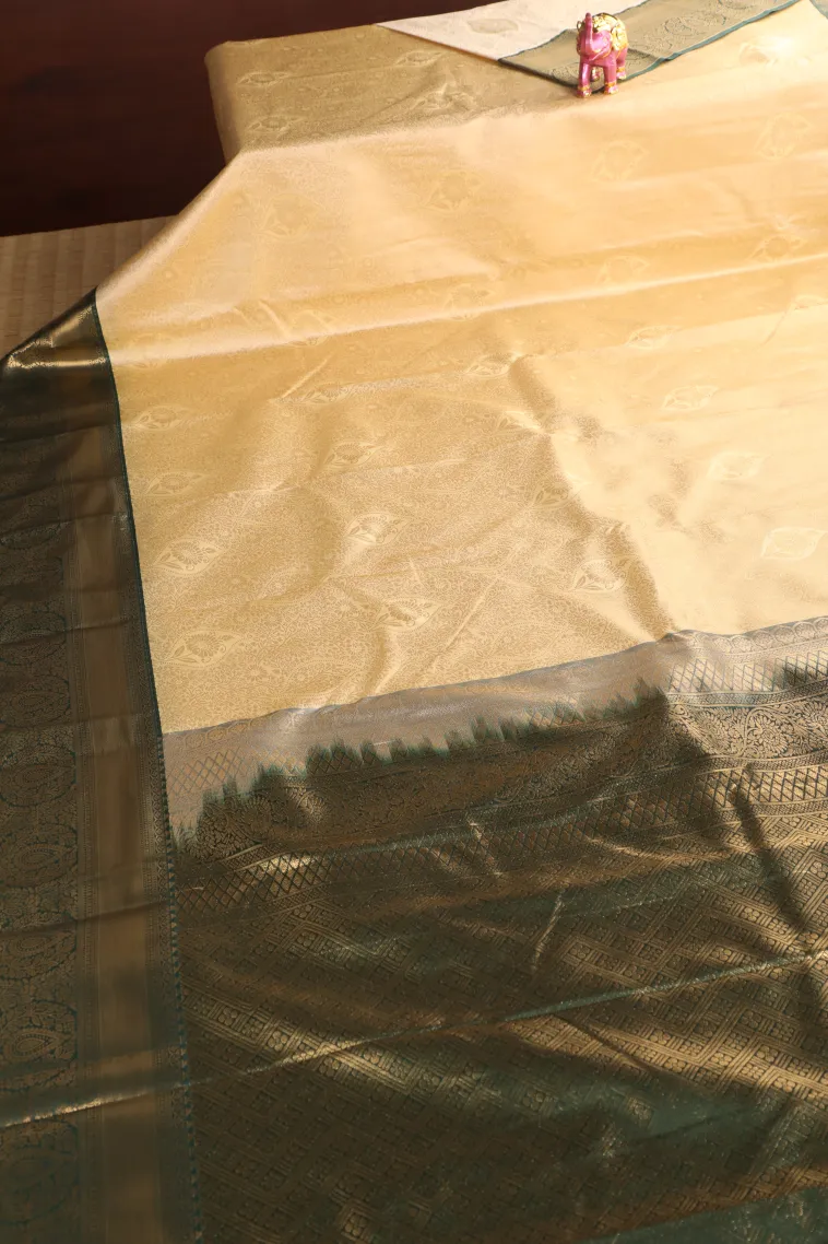 Sandollar Yellow Apoorva Silk Sarees with Gold Zari Floral Patterns view 2