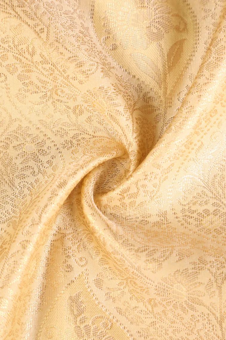 Sandollar Yellow Apoorva Silk Sarees with Gold Zari Floral Patterns view 4