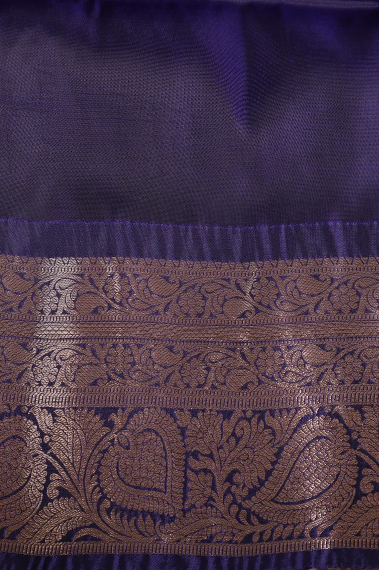 Seaweed Green Soft Silk Saree with Gold Zari Mango Puttas view 3