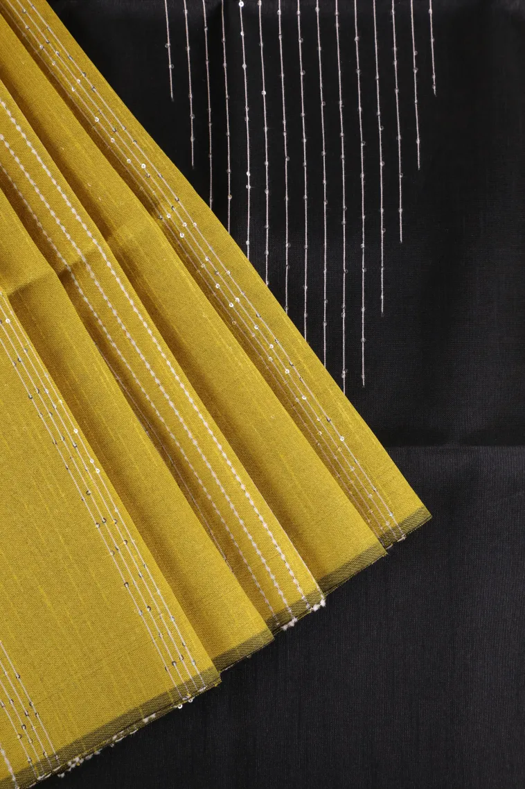 Lemon Yellow Jute Sarees with Thread Zari Stripes