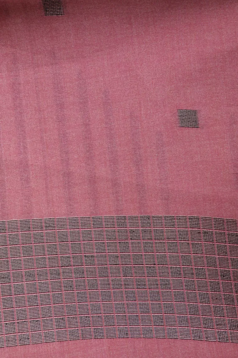 Rose Pink Tussar Saree with Silver Zari Geometric Shapes view 3