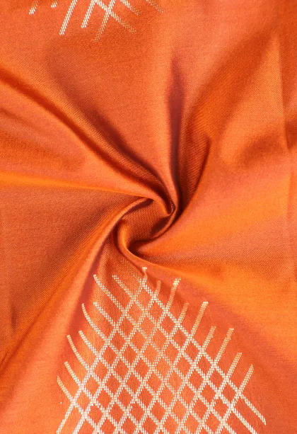 Candy Orange Soft Silk Saree with Gold Zari Geometric Shapes
