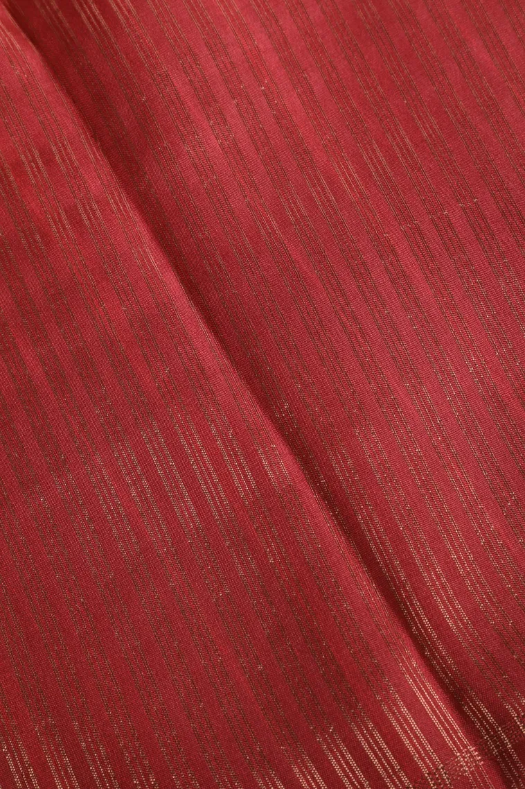 Rouge Pink Semi Tussar Silk with Gold Zari Stripes view 3