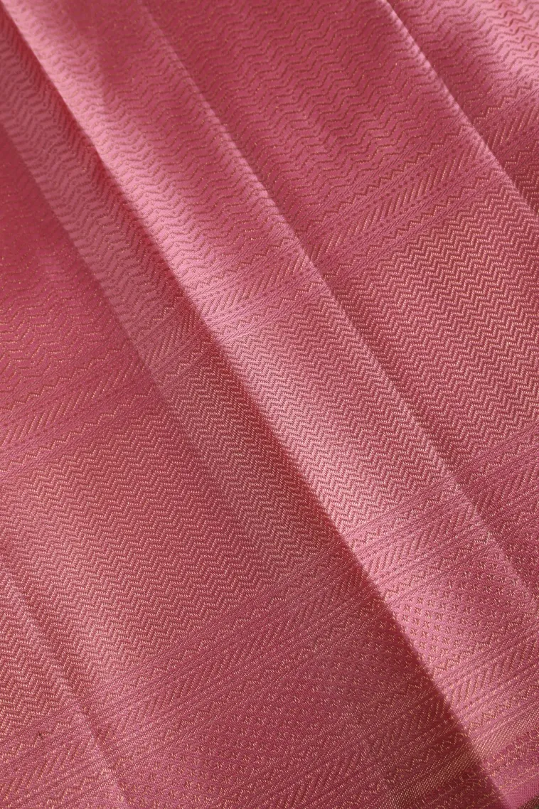 Rose Pink Kanchipuram Silk Sarees with Gold Zari Checks And Puttas view 3
