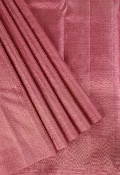 Rose Pink Kanchipuram Silk Sarees with Gold Zari Checks And Puttas