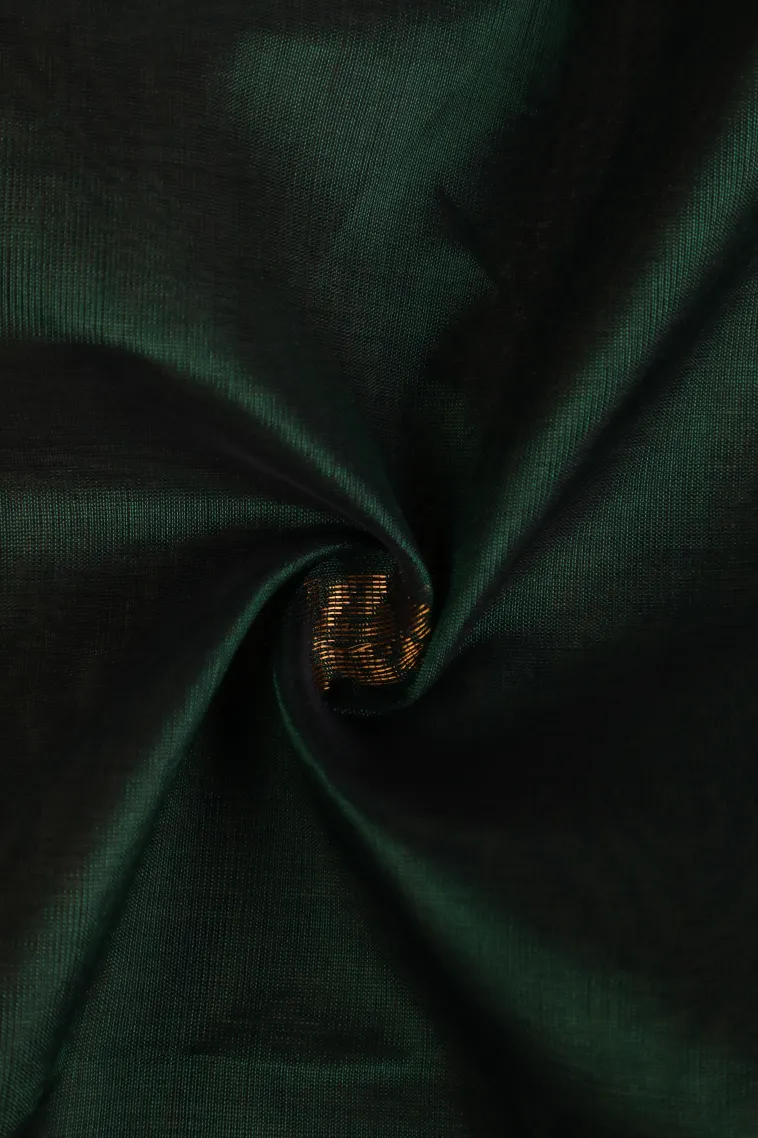 Bottle Green Silk Cotton with Gold Zari Buttis (small Dots Or Motifs) view 4