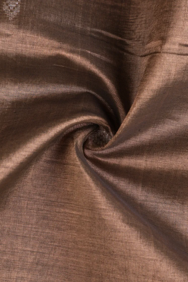 Peanut Brown Silk Cotton with Silver Zari Buttis (small Dots Or Motifs) view 4