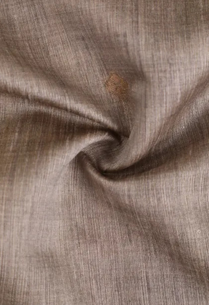 Gray Black Semi Tussar Silk with Gold Zari Buttis (small Dots Or Motifs)