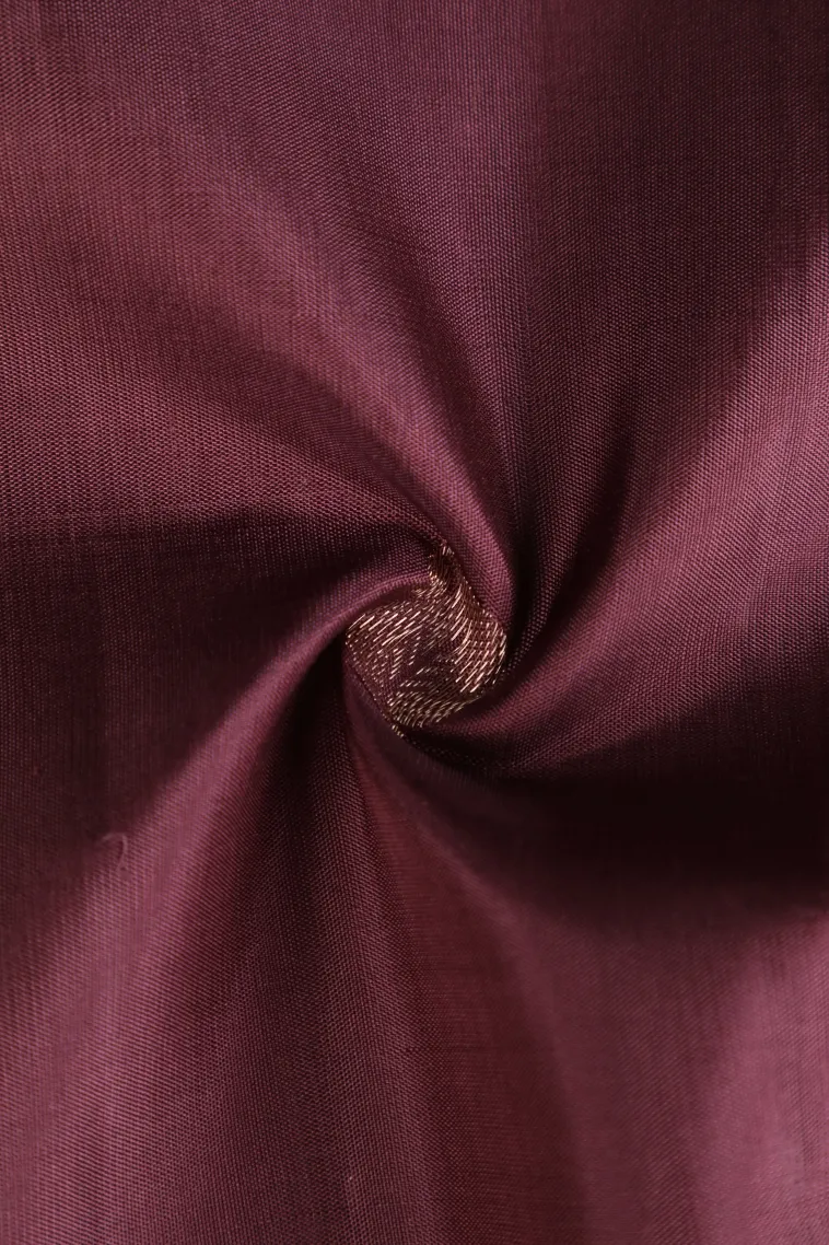 Mauve Kanchipuram Silk Sarees with Gold Zari Mango Puttas view 4