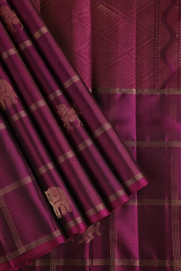 Lemonade Pink Soft Silk Saree with Gold Zari Small Checks Pattern