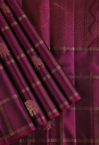 Lemonade Pink Soft Silk Saree with Gold Zari Small Checks Pattern