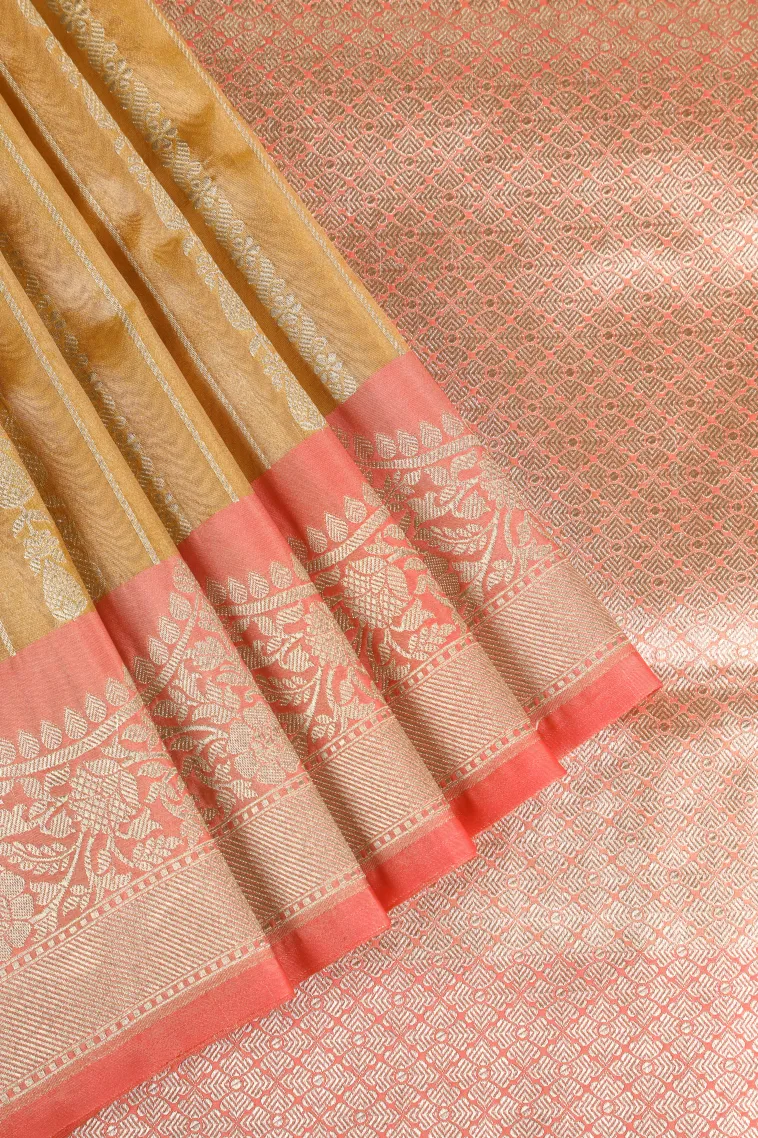 Gold Tissue Banaras with Gold Zari Stripes