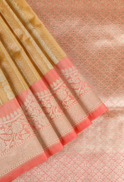 Gold Tissue Banaras with Gold Zari Stripes