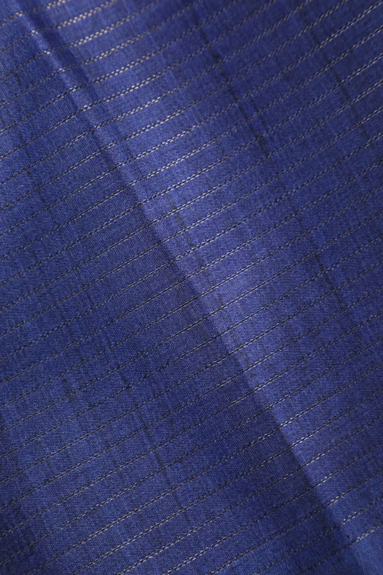 Berry Red Tussar Saree with Gold Zari Small Checks Pattern view 3