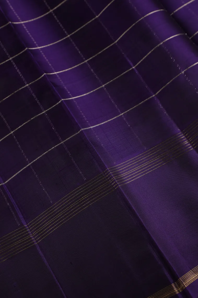 Arctic Blue Soft Silk Saree with Gold And Silver Zari Checks view 3