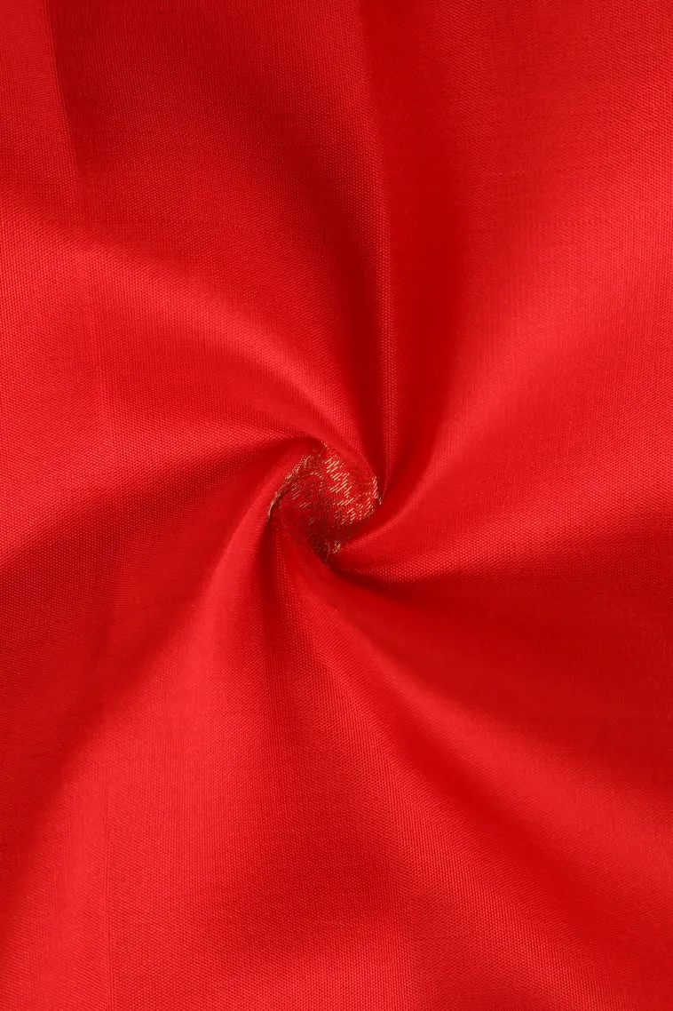 Rose Red Kanchipuram Silk Sarees with Gold Zari Rudhracham Mottif view 4