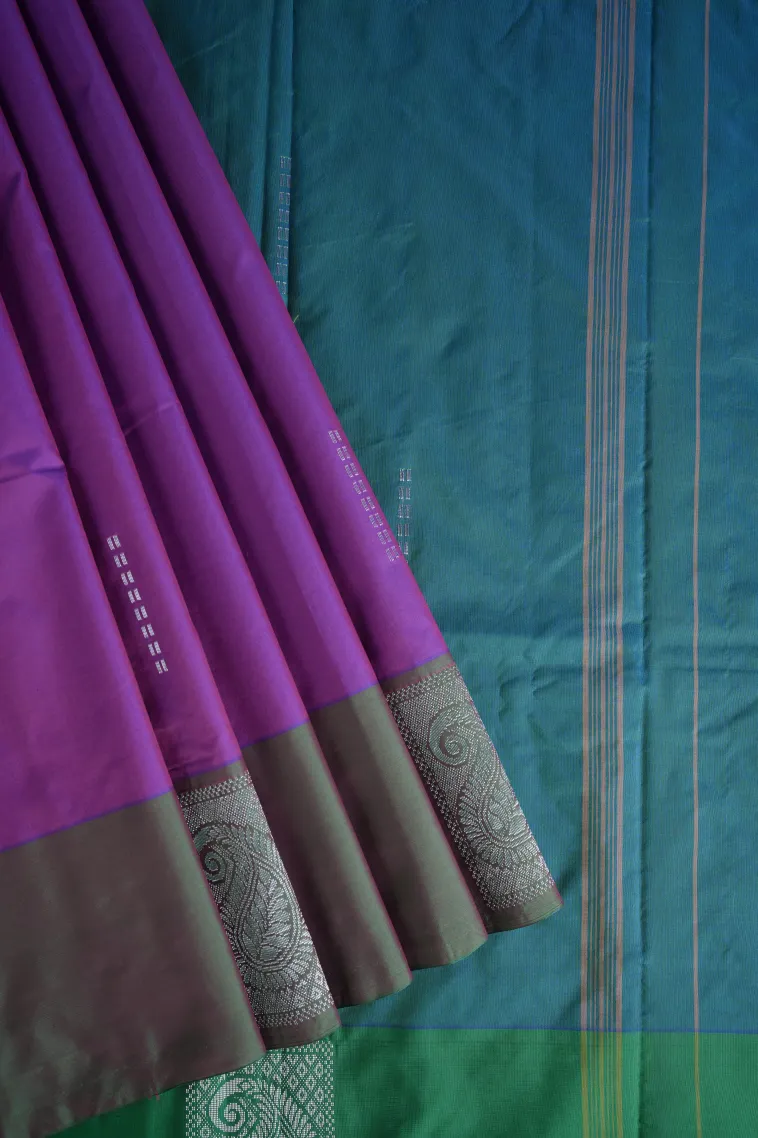 Bubble Purple Arani Silk Sarees with Silver Zari Buttis (small Dots Or Motifs)