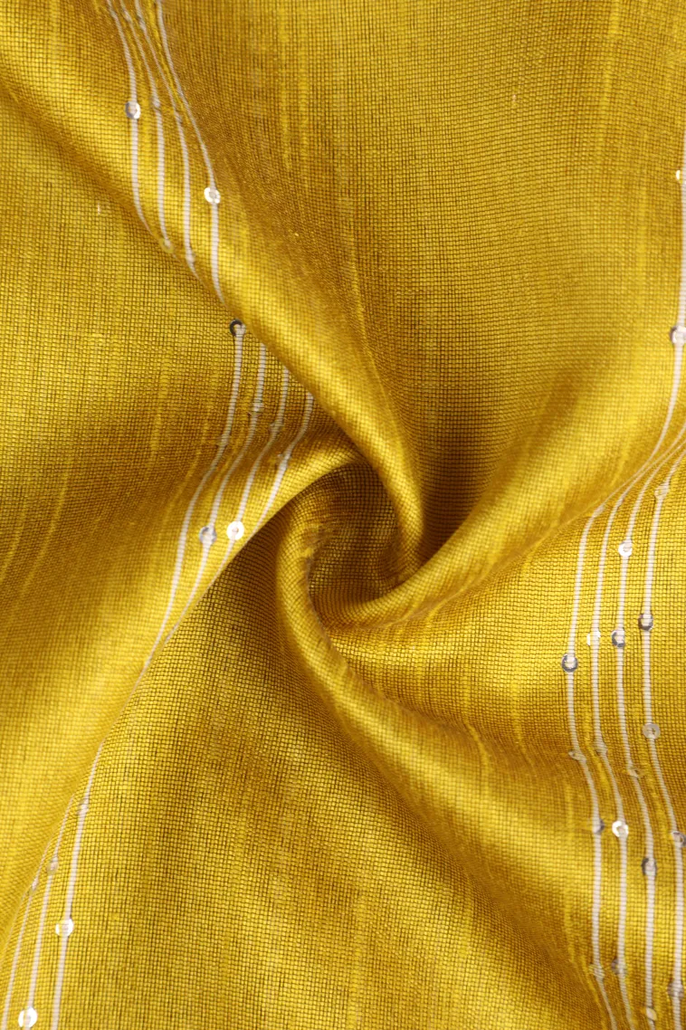 Lemon Yellow Jute Sarees with Thread Zari Stripes view 4