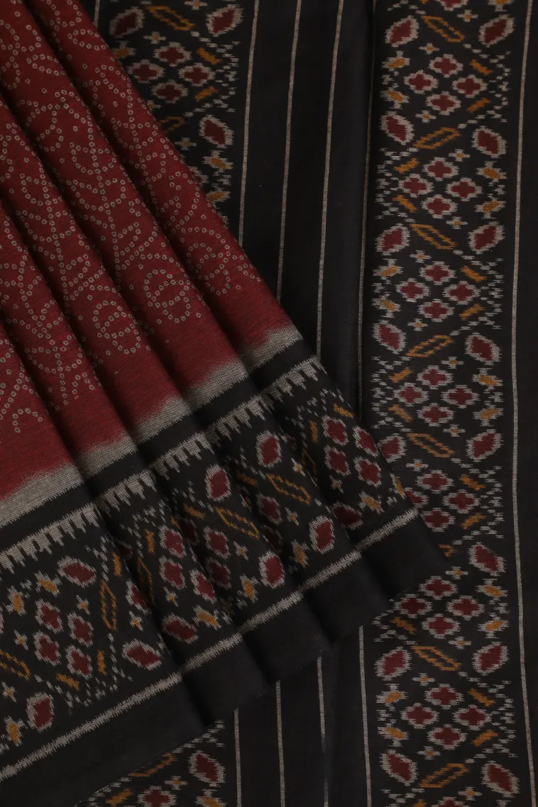 Berry Red Chanderi Cotton Sarees Without Zari With Floral Patterns