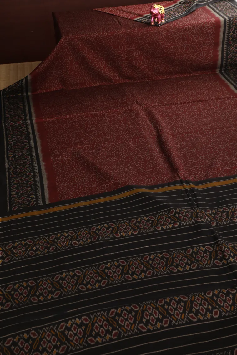 Berry Red Chanderi Cotton Sarees Without Zari With Floral Patterns view 2