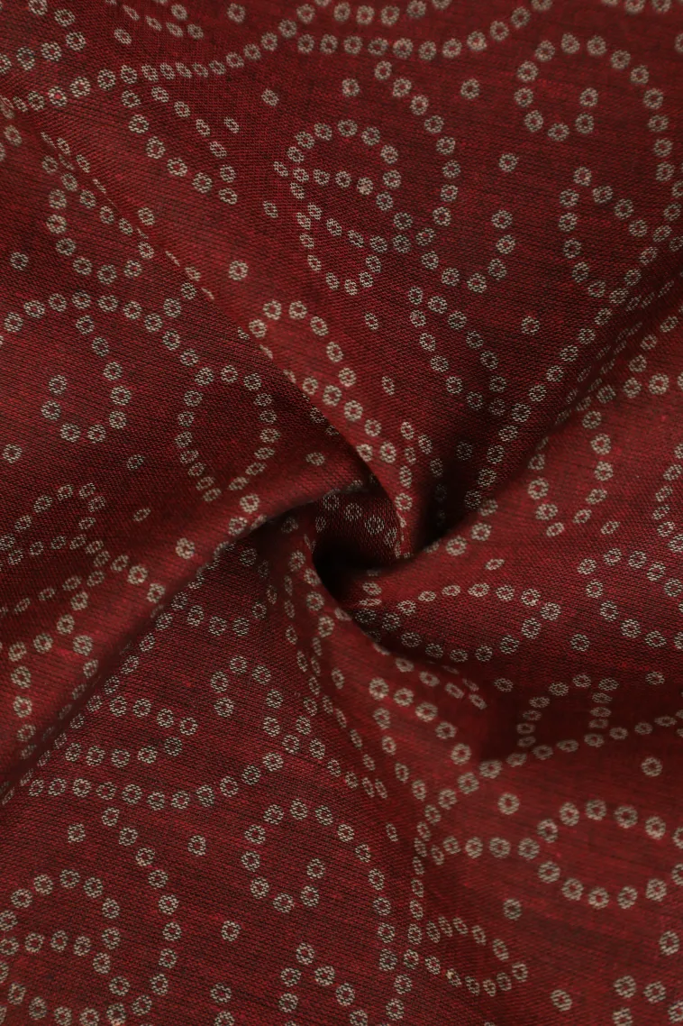 Berry Red Chanderi Cotton Sarees Without Zari With Floral Patterns view 4