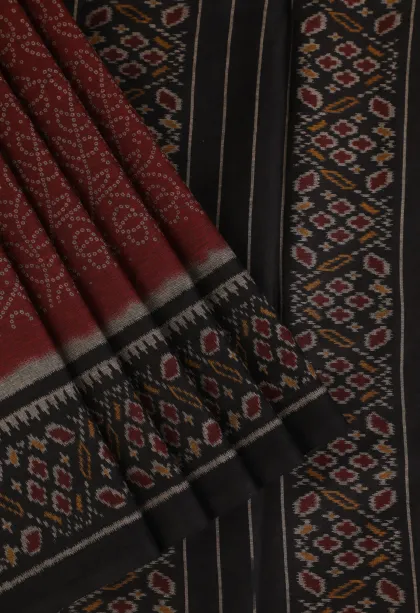 Berry Red Chanderi Cotton Sarees Without Zari With Floral Patterns